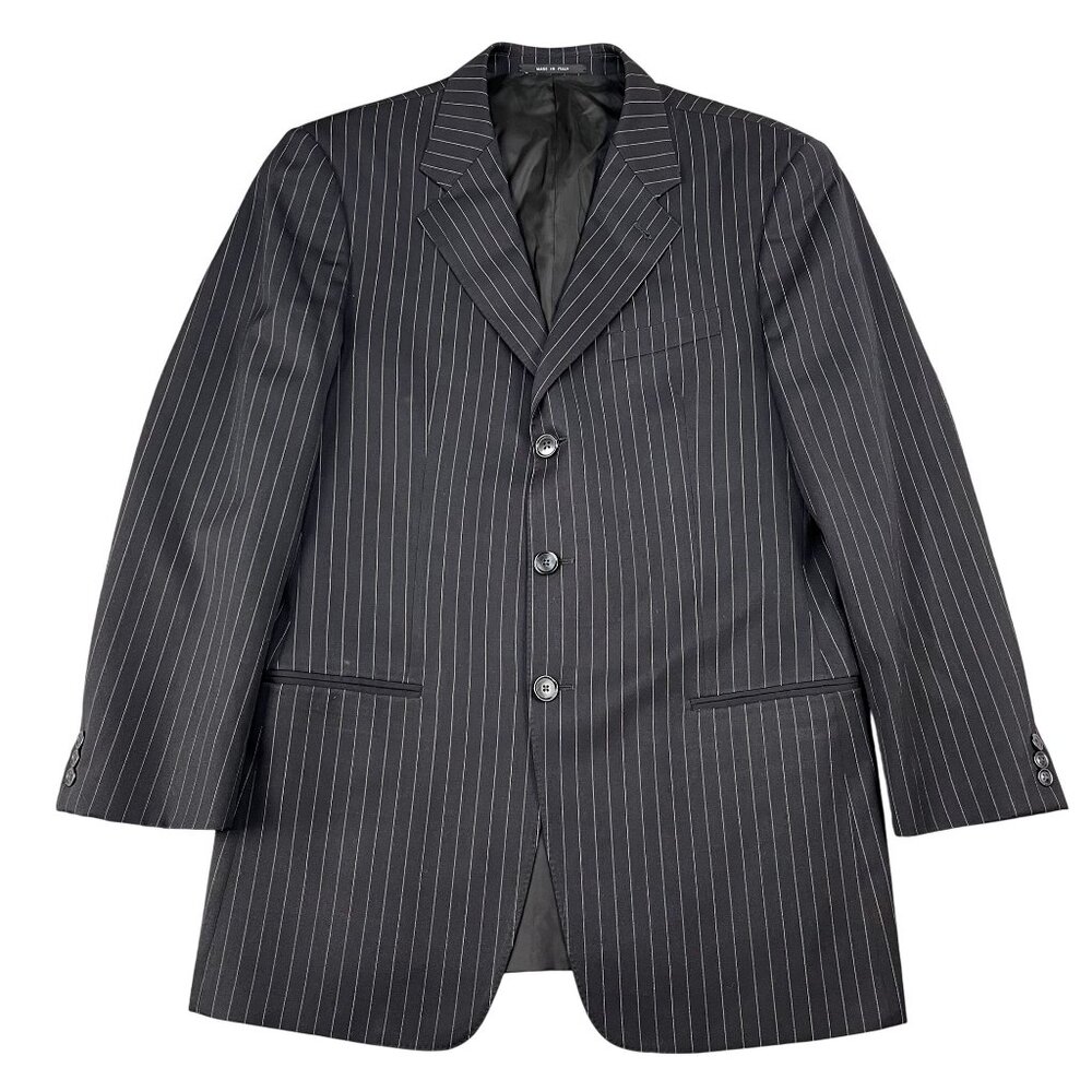 Armani Collezioni Black & White 100% Wool 3 Button Pinstripe Blazer Sz 42L